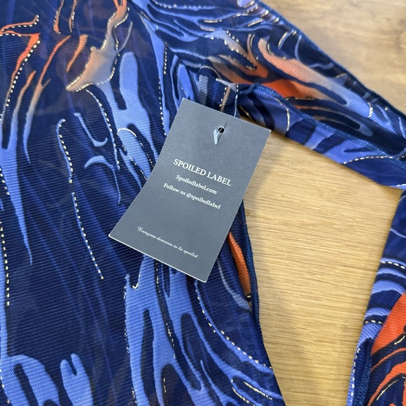 Spoiled Label Long Sleeve full length bodycon Abstract Dress women’s size medium - Picture 3 of 9